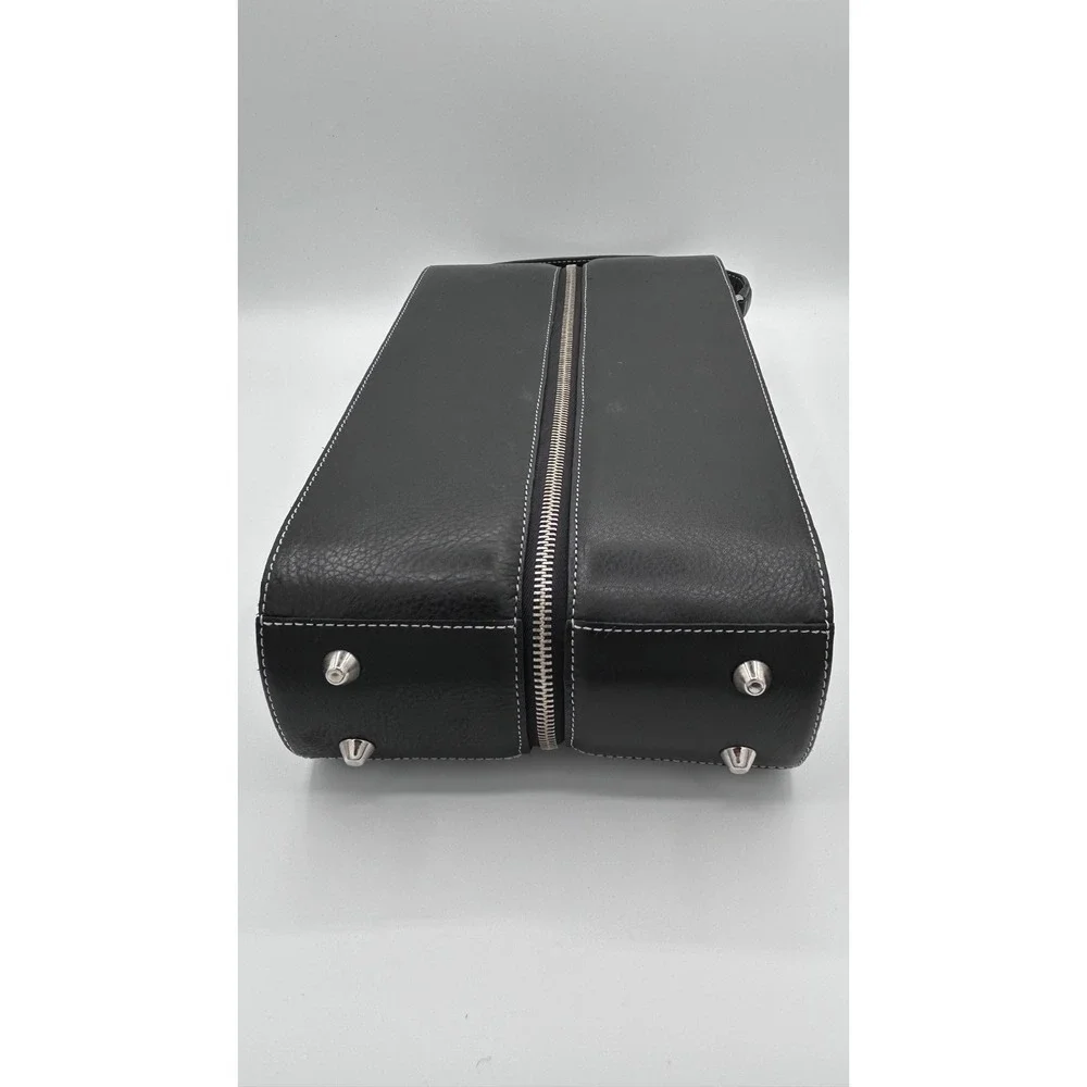 FOSSIL Wine Bottle Case Black Pebble Leather Two Bottle Carrier Travel Vacation